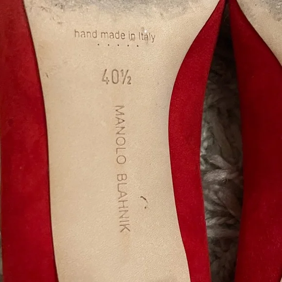 Manolo Blahnik Red Suede Maysale pumps 40.5 50mm - Picture 5 of 9